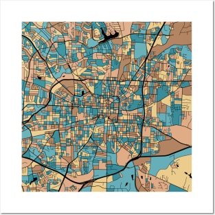 Greensboro Map Pattern in Mid Century Pastel Posters and Art